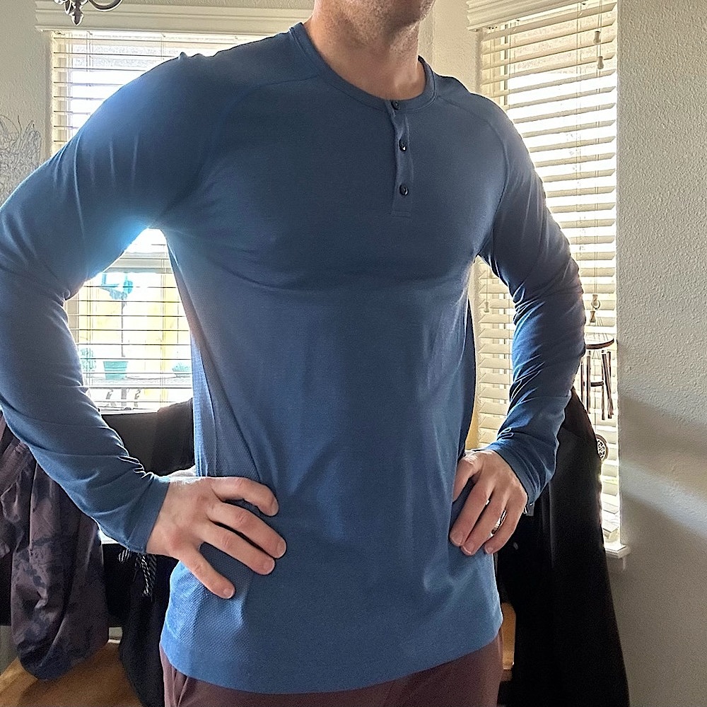 Large Metal Vent Tech Blue Lululemon Henley